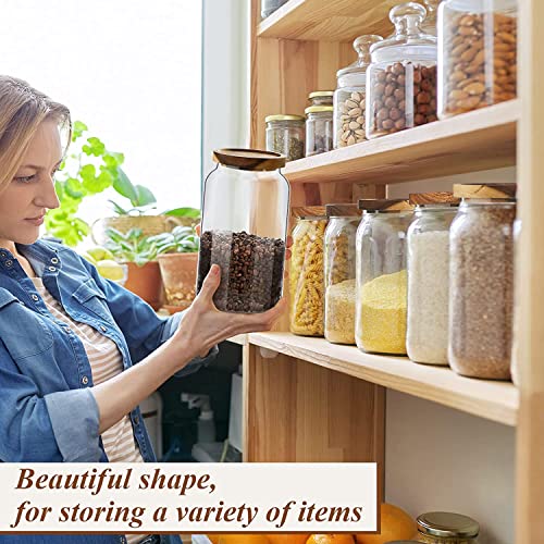 GGEROU Airtight Glass Storage Jar with Acacia Wood Air-tight Lid, 3 Pack Borosilicate Kitchen Canisters, Pantry Organization, Ideal for Coffee, Nuts, Cookie (Mix)
