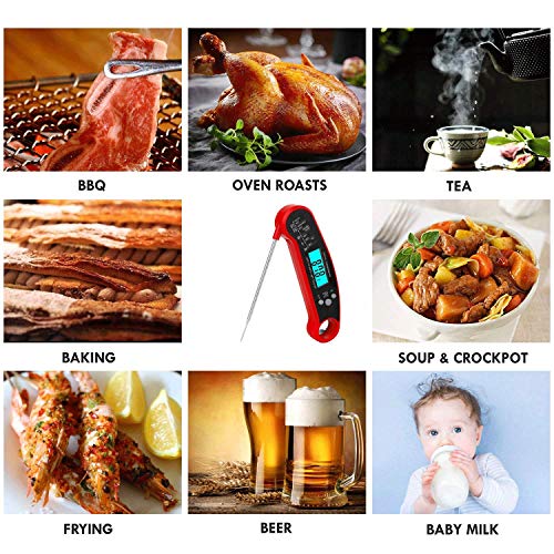 Nescope Digital Meat Thermometer Instant Read Waterproof Food Thermometer BBQ thermometer with Backlight Magnet Calibration Thermometer for Kitchen Outdoor Cooking BBQ Grill Candy