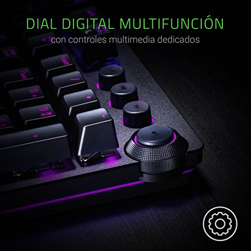 Razer-Huntsman-Elite-Teclado-Gaming-Teclado-Rapido-Switches-Optomecanicos-De-Razer-Retroiluminacion-RGB-Chroma-Dial-Digital-Multifuncion-Reposamunecas-Ergonomico-Teclado-Espanol-negro