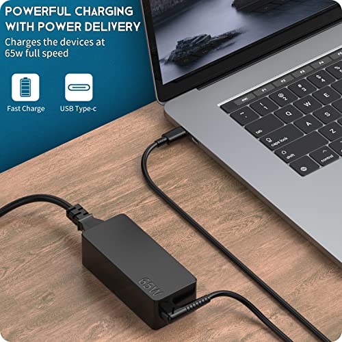 65W USB-C Laptop Charger for Lenovo ThinkPad X1 T14 T15 T480 T480s T490 T490s T580 X13 X280 X380 E14 E15 E480 E490 Lenovo Yoga 720 910 Chromebook C330 S330 100e 300e and Others Type C Power Adapter1
