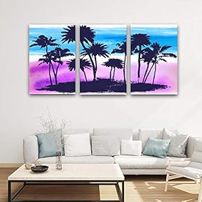 3 Panel Canvas Wall Art Gorgeous Palm Trees Pictures Home Wall Decorations for Bedroom Living Room Paintings Canvas Prints Framed - 16"x24" x 3 Panels
