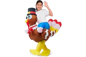 Spooktacular Creations Thanksgiving Turkey Inflatable Costume for Kids, Blow up Costume Riding a Turkey Ride-on for Halloween Party, Cosplay event, Halloween Inflatable Costumes for Boys and Girls