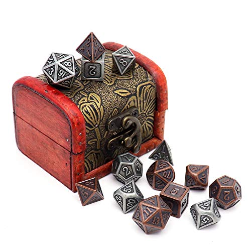 Haxtec Viking Metal DND Dice Set D&D 7PCS of D20 D12 D10 D8 D6 D4 for