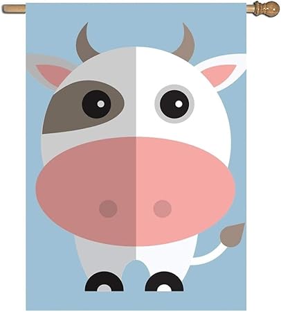 Amazon Com Afagahahs Cartoon Cow Home Flags Double Sided Banner