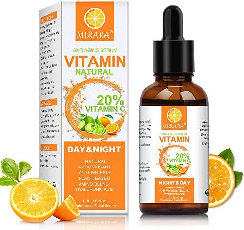 Vitamin C Serum with Hyaluronic Acid for Face and Eyes - Organic Skin Care with Natural Ingredients for Acne, Anti Wrinkle, Anti Aging, Fades Age Spots and Sun Damage-30ML
