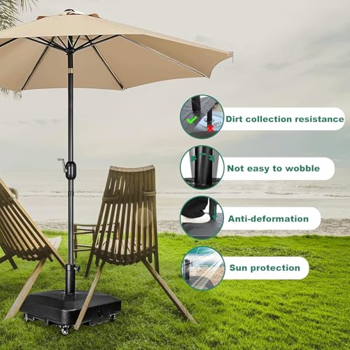 Umbrella Base with Wheels, Market Umbrella Stand for Outdoor Patio Deck Poolside Garden, 35kg Capacity, 48 * 48 * 39Cm Black