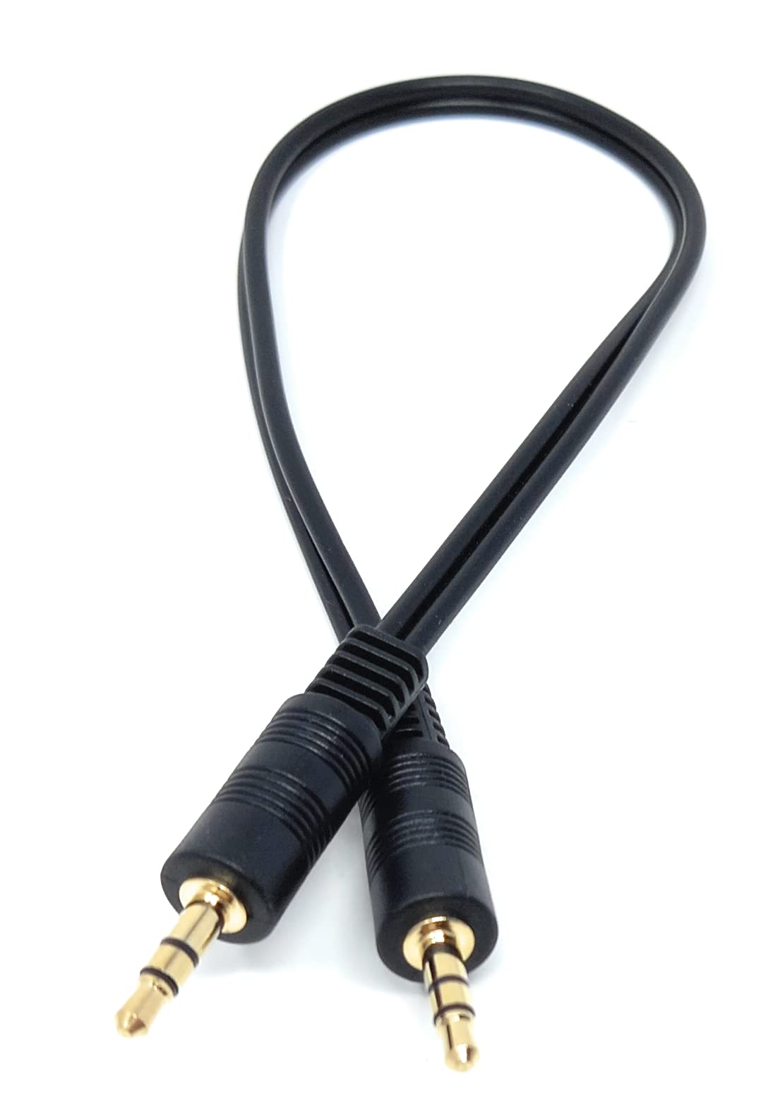 DRUT 30cm 3.5mm to 3.5mm Stereo Audio AUX Cable Gold Connectors, Small 3 pin Jack to Jack Speaker Lead 1ft Black