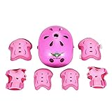 ASIBT Kid's Skateboard Helmet Sets Cycling Roller Skating Helmet Elbow Knee Pads Wrist Sport Safety Protective Guard Gear Set for Children of age 3-8 years old (Pink)