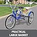 Popsport Adult Tricycle Wheeled Trike Bicycle 7 Speed 26 Inch with Wire Shopping Big Baske Three Wheel Bike for Adultst(Blue, 26″ / 7-Speed)thumb 3