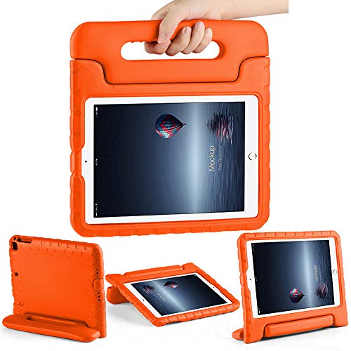 CAM-ULATA for iPad 9.7 Case Kids 2018/2017 Folio Stand Lightweight Kids Friendly for iPad Air 1 iPad Air 2 Protective Cover Handle Shockproof iPad Apple case 5th Generation 6th Generation Orange