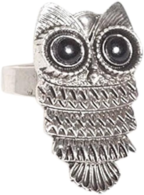 Etiger® Women Vintage Stylish Adjustable Silver Bronze Owl Finger Ring Girls Ladies Fashion Jewelry (Silver)