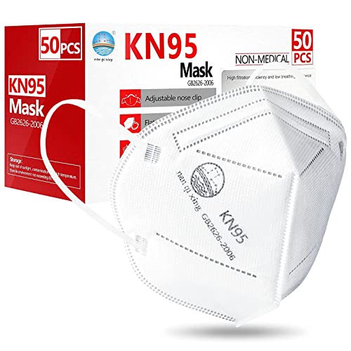 ChiSip KN95 Face Mask 50Pcs, 5 Layer Design Cup Dust Safety Masks
