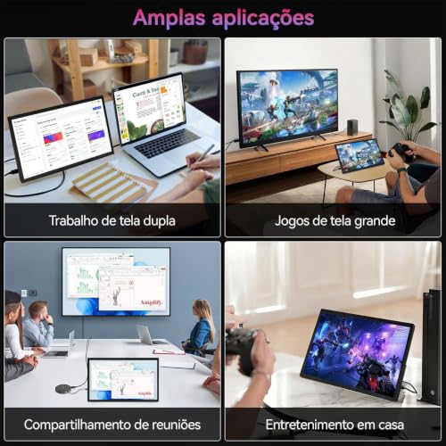 Monitor portátil de 15,6 polegadas, Conectividade USB-C HDMI Full HD 1080P e alto-falantes integrados, Monitor gamer presentes para meninos