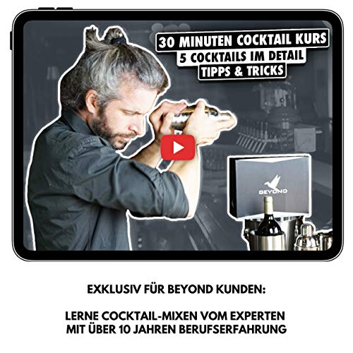 beyond 15-teiliges Cocktail Shaker Set - Edelstahl Cocktail Set mit Bar Zubehör in Geschenkbox - Set mit Sieb… – Bild 5