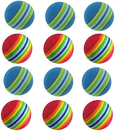 Kofull Golf Training Sponge Ball, Rainbow PU Foam Practice Indoor &Outdoor Golf Airflow Hollow Ball -12 pcs per Bag