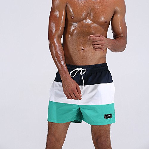Men Summer Beach Shorts, JOYFEEL Bermudas Stripe Quick Dry Sports Shorts Elastic Drawstring Workout Gym Shorts Pants Green