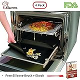 KESWON - BBQ Grill Mat Silicone - For Charcoal Gas or Electric Grills or Cooking & Baking - Set 5 Barbecue Grill Mats - Non-stick, Reusable, Heat Resistant Come With Free Silicone Brush - FDA Approved