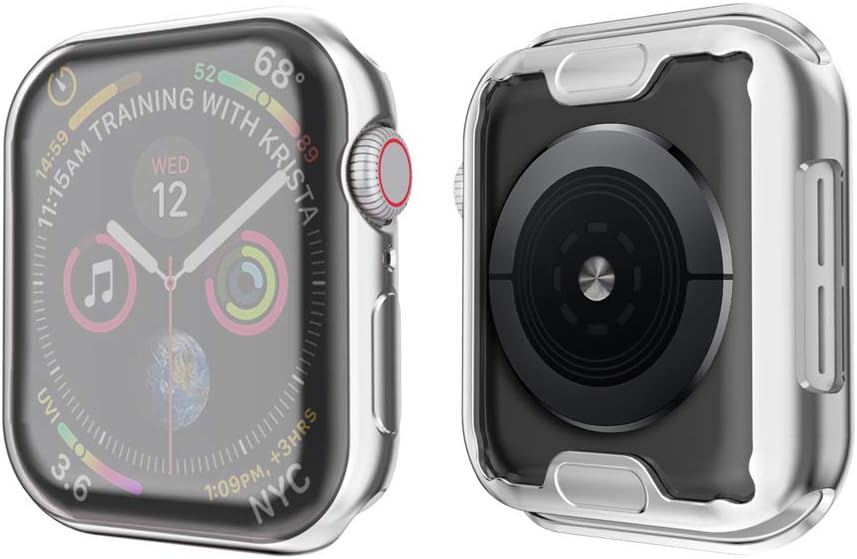 SIRUIBO Compatible with Apple Watch Series 4 Screen Protector 40mm, Soft Slim Full-Around Protective iWatch 4 Case Cover for Apple Watch Series 4, Silver