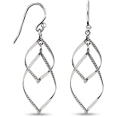 Charmsy 925 Sterling Silver Double Twisted Infinity Dangle Earrings for Women | Linear Marquise Large Loops Classic Infinity Drop Dangle Earrings
