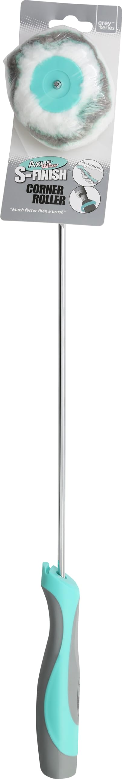 Axus Decor Corner Paint Roller - Ergonomic Grip & Long Handle Immaculate S-Finish Corner Roller with Universal Threaded Socket & Chrome Plated Rod - Ideal for Professional Painter's & DIY Enthusiasts