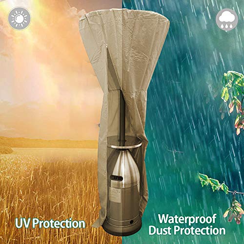 Windyus Patio Heater Cover Courtyard Fireplace Cover with Zipper Heavy Duty Waterproof UV Resistant Anti-dust Cover for Pyramid Torch Patio Heaters Protectors