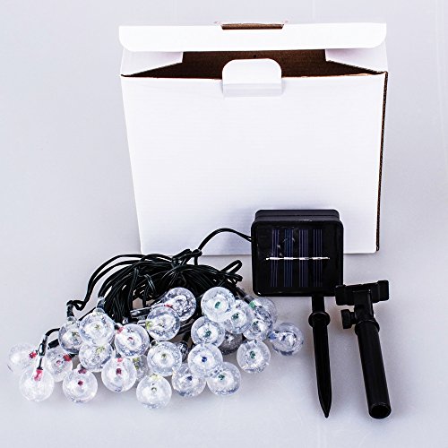T-Sun 25ft 30LEDs Outdoor Solar String Lights, Colorful Solar Wedding Lights, Waterproof Solar Fairy Lights for Patio,Home, Parties, Birthdays, Decoration(Crystal Ball)