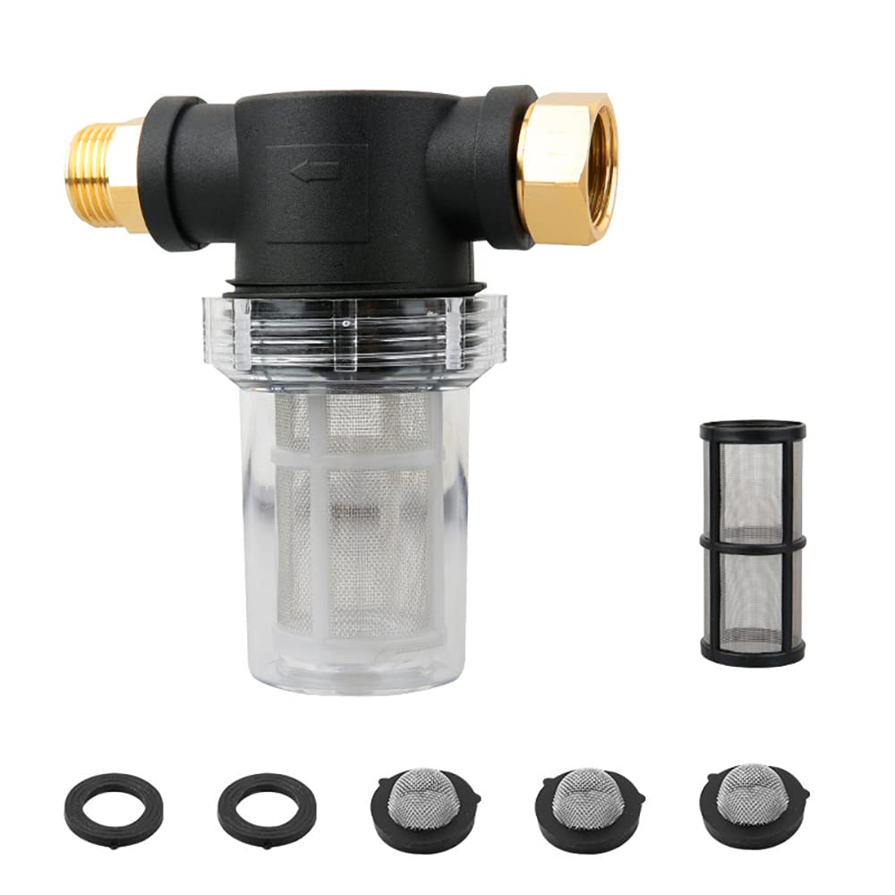 VOANZO Garden Hose Filter Water Hose Debris Line Filter Attachment with 100 Mesh Screen Inline Water Filter for Pressure Washer Inlet and Transfer Pump