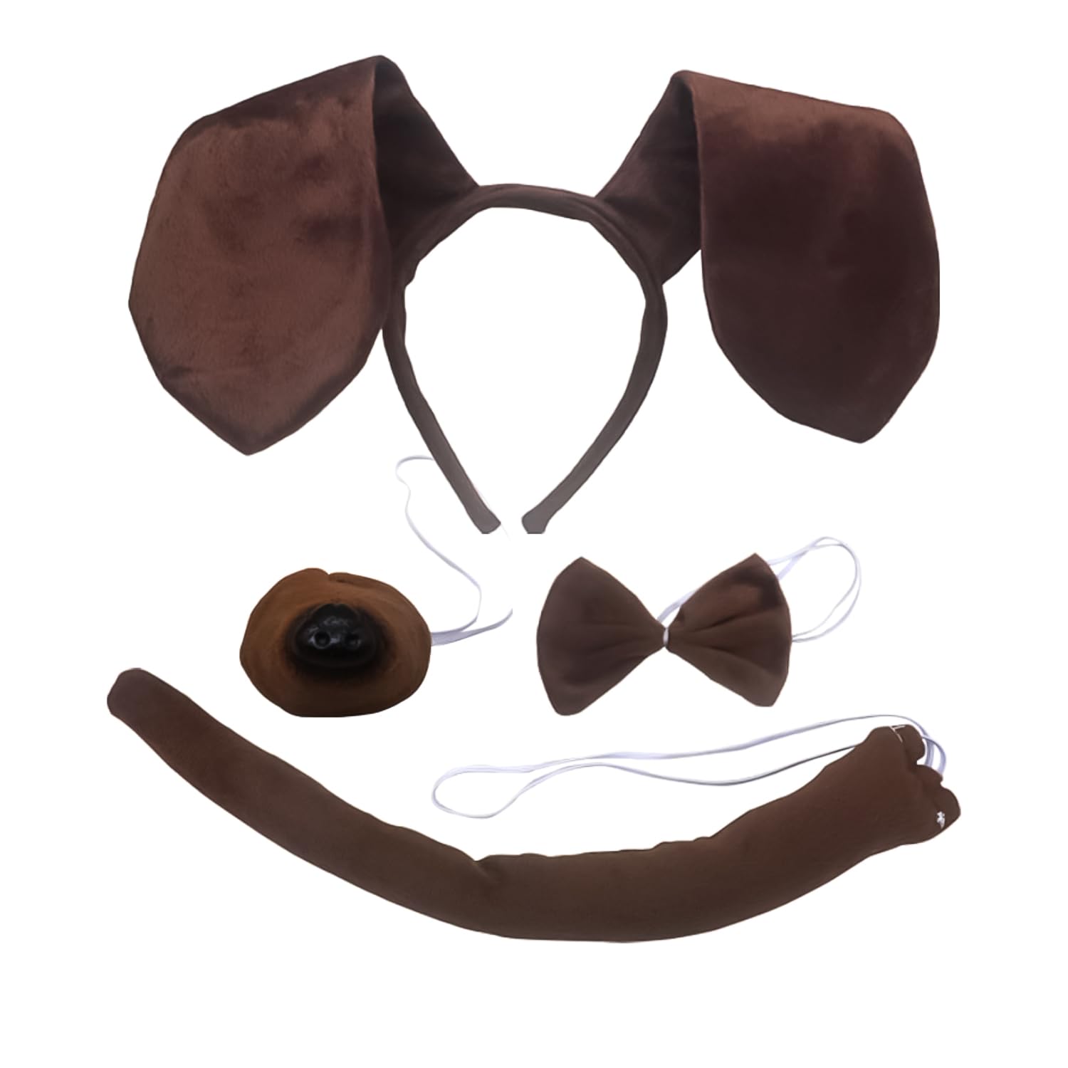 RmKbe 4 Pieces Puppy Dog Costume Set Dog Ears Headband Bowtie Fake Nose Tail Dog Fancy Dress Costumes Halloween Cosplay Party Dress Up for Kids