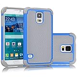 Galaxy S5 Case, Tekcoo(TM) [Tmajor Series] [Blue/Grey] Shock Absorbing Hybrid Rubber Plastic Impact Defender Rugged Slim Hard Case Cover Shell For Samsung Galaxy S5 S V I9600 GS5 All Carriers