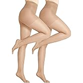 FZPZP 2 Pairs Women's Toeless Pantyhose - 20D Open Toe Sheer Tights Nylons Stockings with Control Top
