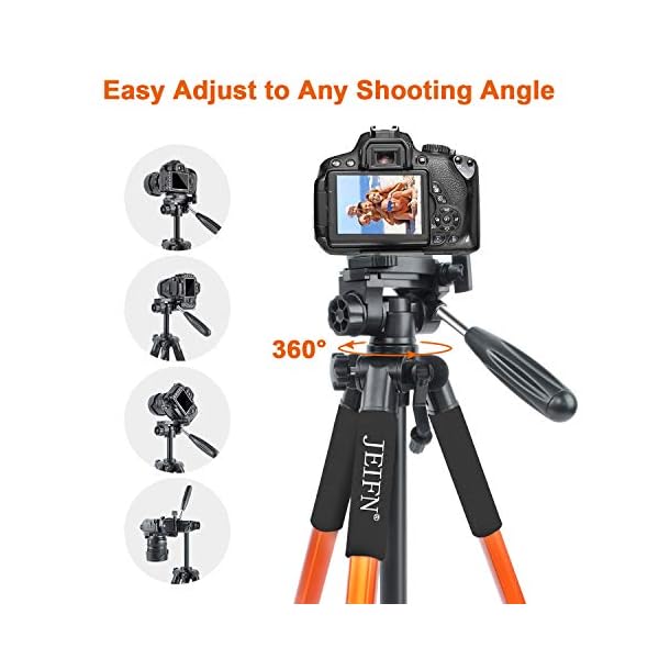 JEIFN Q111 Professionelle Aluminium Kamera Stativ Camcorder Stand mit Pan Kopfplatte für DSLR DV Videoständer Orange – Bild 3