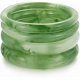 iF YOU Green Resin Bangle Bracelets for Women, Boho Big Stackable Bangles Set, Trendy Acrylic Bracelet Stack Fashion Jewelry Gifts