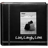 Pioneer Photo Albums Embroidered Live, Laugh, Love Black Sewn Leatherette Frame Cover Album for 4"x6" Prints (Kitchen)