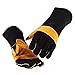 JDYYICZ Welding Gloves Double Layered Heat Resistant Lined Leather with Velvet, Black - 16 Inch for Mig, Tig Welders, BBQ, Gardening, Camping, Stove, Fireplace