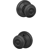 Schlage Georgian Hall/Closet Passage Door Knob, Matte Black | Hall or closet door knob with no lock, Easy to install, Certified durability, Universal fit