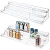 mDesign-Set-of-2-Extendable-Cupboard-Storage--Triple-Tiered-Plastic-Kitchen-Shelf-Organiser--Use-as-Spice-Rack-Food-Storage--Clear mDesign Set of 2 Extendable Cupboard Storage – Triple-Tiered Plastic Kitchen Shelf Organiser – Use as Spice Rack, Food…