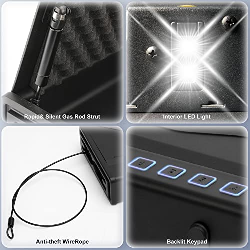 HARDROCK Biometric Gun Safe for Quick-Access Pistols Safe,Firearm Safety Device with Fingerprint Lock or Digital Key Pad for 2 Guns and More,Smart Handgun Safe Gun Lock Box for Home Bedside Car