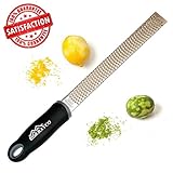 Erayco Premium Stainless Steel Zester Grater for Cheese, Lemon, Ginger, Lime, Garlic, Onions, Nutmeg, Chocolate and Spices, Kitchen Accessories (Black)