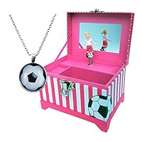 Just Like Me: Soccer Player Music Box with Blonde, Brown or Black Hair (Blonde Hair with Necklace)