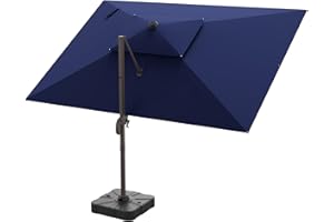 ORYNTREX 9' X 12' Cantilever Outdoor Patio Umbrellas with Base Included, Large Rectangle Umbrella Heavy Duty 360°Rotation Off