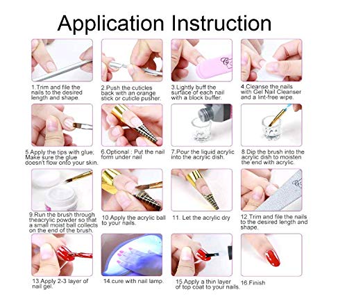 Fashion Zone Acrylic Nail Art Kit with Acrylic Powder, Acrylic Liquid,Glitter Nail Rhinestones Decoration Manicure Nail Art Design Kit