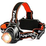 Techole Headlamp Flashlight Bright Headlight - 2000 Lumens Waterproof and Rechargeable Head Lamp Up to 500ft Range with 3 Modes Red Light Adjustable Strap, LED Headlamps for Camping, Hiking, Running