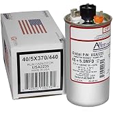 Goodman CAP050400440RTP Replacement - 40 + 5 uf / Mfd 370 / 440 VAC AmRad Round Dual Universal Capacitor , Made in the U.S.A.