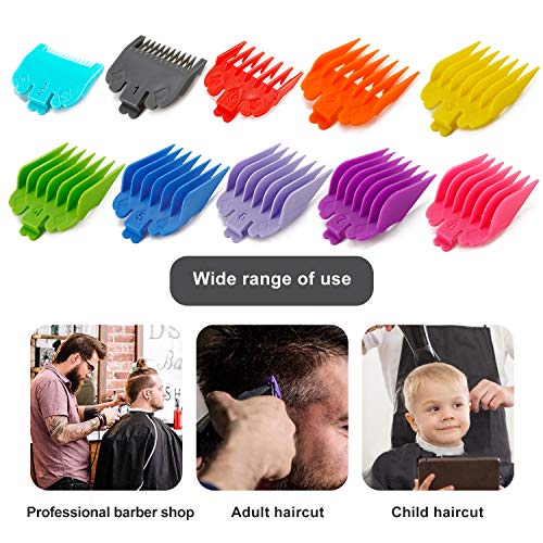 10 Color Professional Hair Trimmer/Clipper Coded Cutting Guards Guides/Combs- 1/16” to 1 -Great for Most Size Hair Clippers/Trimmers