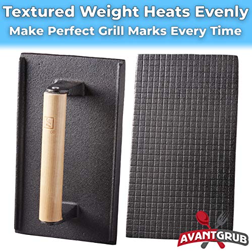 Pro Grade, Pre Seasoned Cast Iron Grill Weight 3Pk. Heavy Duty Steak and Burger Press with