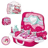 BonnieSun 19pcs Little Girls Pretend Makeup Set Cosmetic Beauty Salon Toy Pretend Dress-up Kit for Toddlers Kids With Mirror