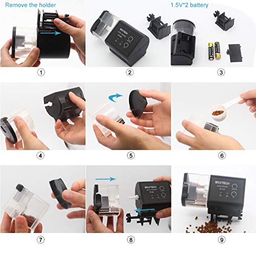 Boxtech Automatic Fish Feeder Aquarium Tank Timer Fish Feeder Two 1.5V Battery Operated