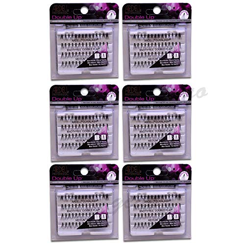 (6 Pack) ARDELL Professional Double Individuals Knot-Free Double Flares - Medium Black