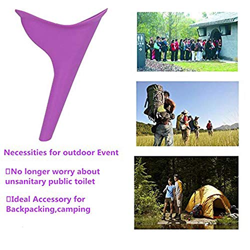 Urination Device Lady Urine Silicone Funnel Women Outdoor Standing up Pee Reusable urinals Portable Camping Travel Toilet (Purple+Pink+Orange)
