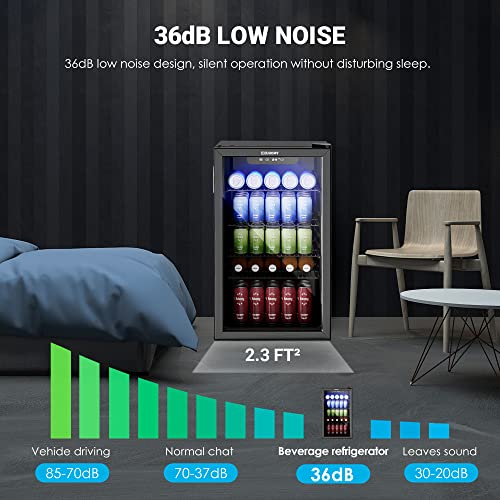EUHOMY Beverage Refrigerator and Cooler, 126 Can Mini fridge with Glass